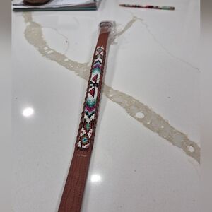 Kids 20"  Beaded Full Grain  Leather Belt.